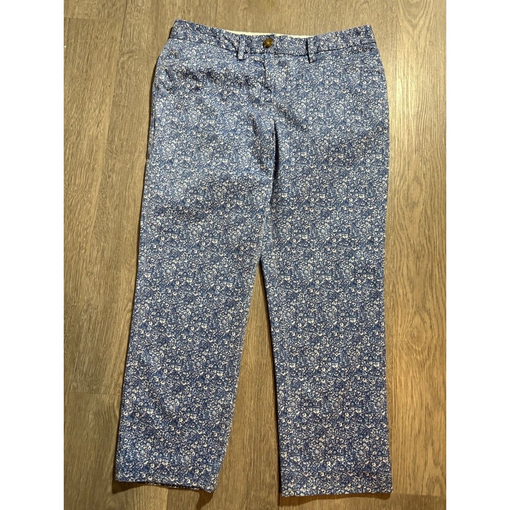 Lands' End Blue Floral Mid-Rise Capri Pants, Size 4P
